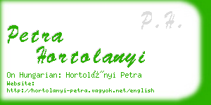 petra hortolanyi business card